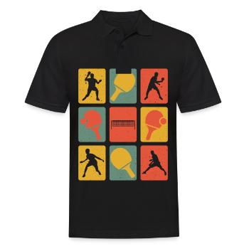 Rétro tennis de table vintage joueur de ping-cong - Polo Homme - noir - Devant - Kai (181cm)