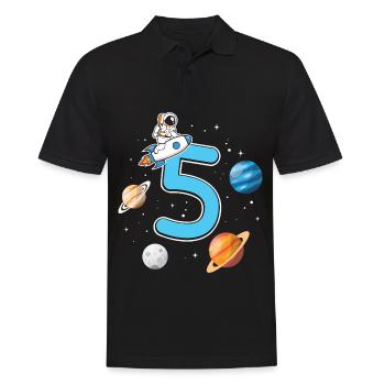 Birthday 5 years astronaut rocket 5th birthday boy - Männer Poloshirt - Schwarz - Vorne - Kai (181cm)