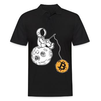 Astronaut Fishing Moon Bitcoin Crypto currency - Men's Polo Shirt - black - Front - Kai (181cm)