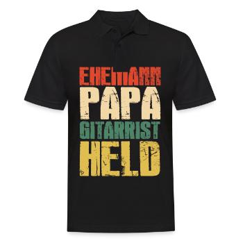 Husband Papa Guitarist Hero Guitar Player Papa - Men's Polo Shirt - black - Front - Kai (181cm)