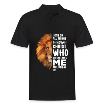 I Can Do All Things Through Christ Religious Lion - Polo Homme - noir - Devant - Kai (181cm)