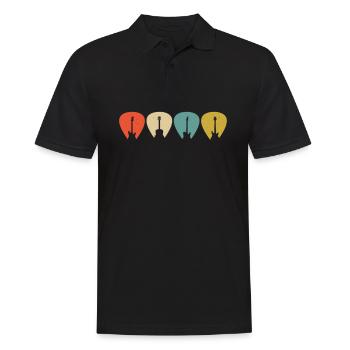 Gitarren Plektrum für Gitarristen Gitarrist Retro - Männer Poloshirt - Schwarz - Vorne - Kai (181cm)