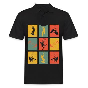 Retro Kite Surfer Kitsurfing Kiter Water Sports - Men's Polo Shirt - black - Front - Kai (181cm)