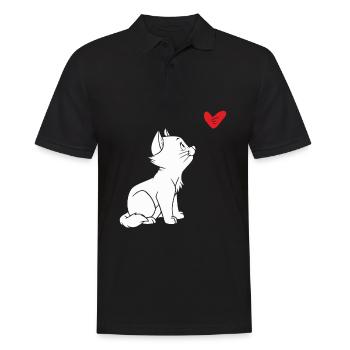 Katze Herz Niedliches Katzen Katzenliebhaber - Männer Poloshirt - Schwarz - Vorne - Kai (181cm)