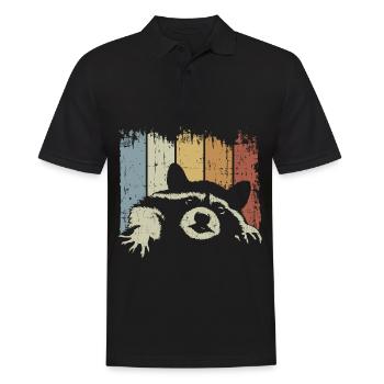 Vintage Raccoon - Polo Homme - noir - Devant - Kai (181cm)