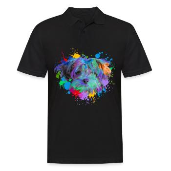 Bolonka Dog Animal Lover Dogs Watercolor Water Art - Männer Poloshirt - Schwarz - Vorne - Kai (181cm)