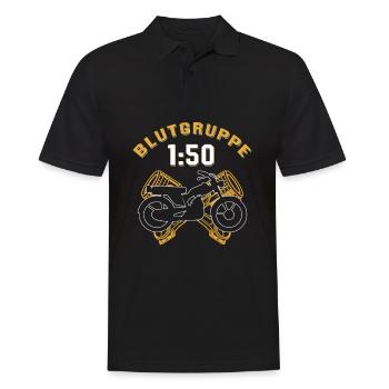 DDR Moped Blutgruppe 1:50 Sprit Kolben im 2 Takter - Männer Poloshirt - Schwarz - Vorne - Kai (181cm)