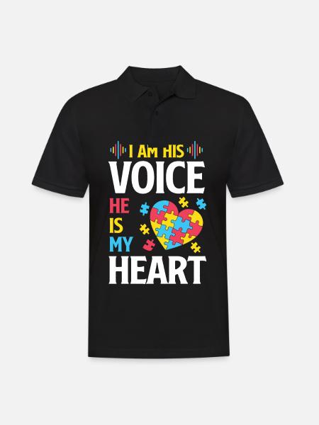 I Am His Voice Autism Awareness Yellow Ribbon - Männer Poloshirt - Schwarz