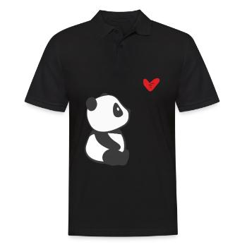 Panda With Heart - Funny Panda Bear Panda Costume - Men's Polo Shirt - black - Front - Kai (181cm)