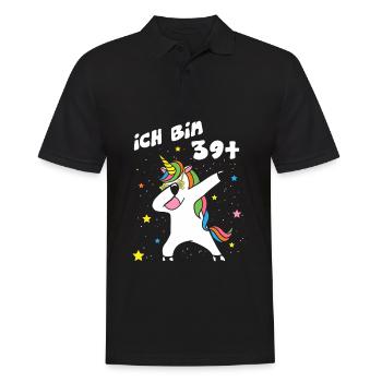 Ich bin 39 Einhorn Dab Dabbing Unicorn - Männer Poloshirt - Schwarz - Vorne - Kai (181cm)