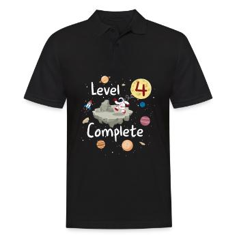 Astronaut 4th Birthday Level 4 Complete Space 4 - Männer Poloshirt - Schwarz - Vorne - Kai (181cm)