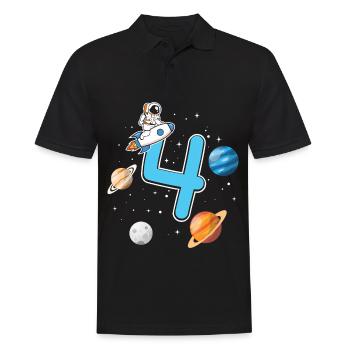 Birthday 4 years astronaut rocket 4th birthday - Men's Polo Shirt - black - Front - Kai (181cm)
