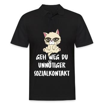 Geh Weg du unnötiger Sozialkontakt Faule Katze - Männer Poloshirt - Schwarz - Vorne - Kai (181cm)