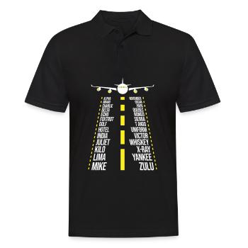 Pilote Airplane Alphabet - Phonetic Alphabet - Polo Homme - noir - Devant - Kai (181cm)
