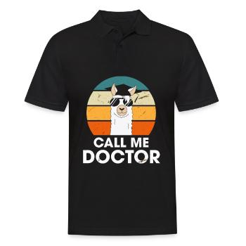 Call Me Doctor Lama Alpaka Docteur Ph.D Études - Polo Homme - noir - Devant - Kai (181cm)