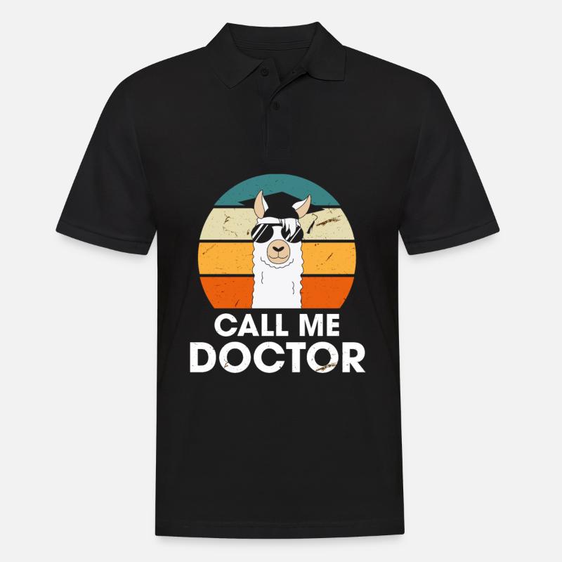 Call Me Doctor Lama Alpaka Doktor Ph.D Studium - Männer Poloshirt - Schwarz