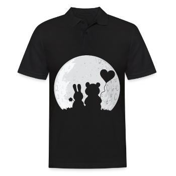 Rabbit Bear Love Couple Valentine's Rabbit Lover - Men's Polo Shirt - black - Front - Kai (181cm)