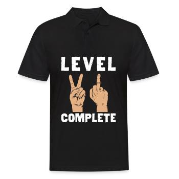 Level 21 Complete Mittelfinger 21 Geburtstag - Männer Poloshirt - Schwarz - Vorne - Kai (181cm)