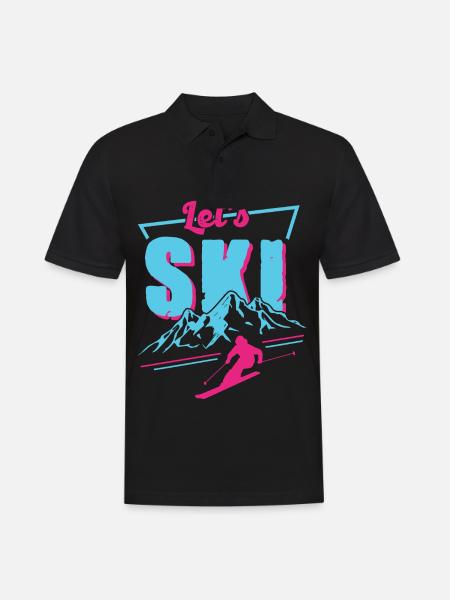 Retro Ski - Vintage 80s 90s Ski Outfit Skifahrer - Männer Poloshirt - Schwarz