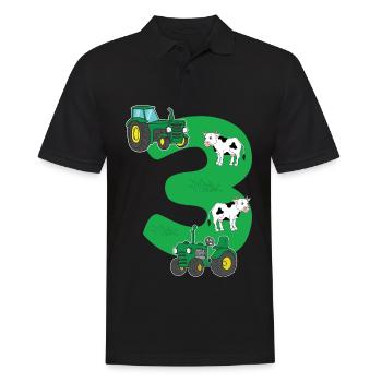 Birthday 3 years tractor farmer 3rd birthday - Polo Homme - noir - Devant - Kai (181cm)