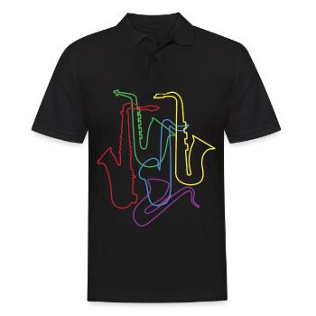 Saxophones saxophonistes saxophonistes saxophonistes de rétro - Polo Homme - noir - Devant - Kai (181cm)