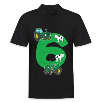 Birthday 6 years tractor farmer 6th birthday boy - Männer Poloshirt - Schwarz - Vorne - Kai (181cm)