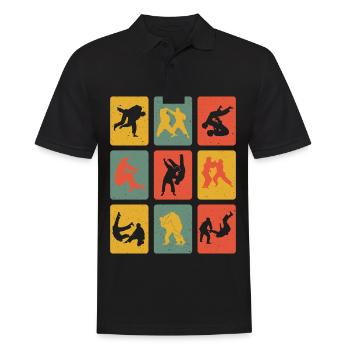 Retro Judo Judoka Kampfsport Vintage Judo Kämpfer - Männer Poloshirt - Schwarz - Vorne - Kai (181cm)