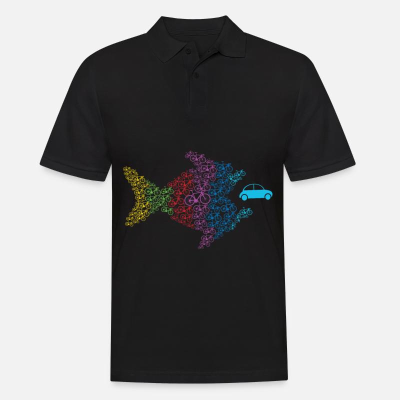 Retro Bicycle Fish Eats Car Bicycle Lover Cyclists - Polo Homme - noir