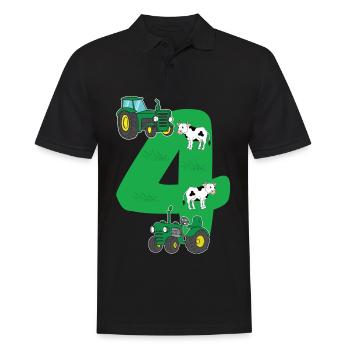 Geburtstagsshirt 4 Jahre Traktor 4. Geburtstag - Männer Poloshirt - Schwarz - Vorne - Kai (181cm)