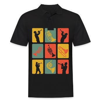 Retro Trumpeter Trumpet Musical Trumpet Player - Männer Poloshirt - Schwarz - Vorne - Kai (181cm)