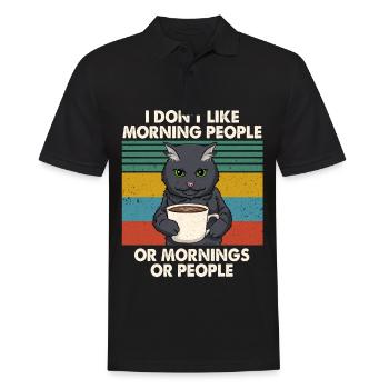 I Hate Morning People Mornings And People Cat - Men's Polo Shirt - black - Front - Kai (181cm)