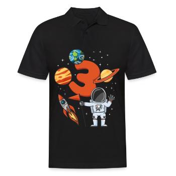 3 ans d’astronaute fusée 3ème anniversaire - Polo Homme - noir - Devant - Kai (181cm)