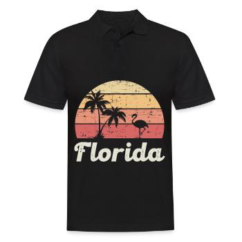 Florida Flamingo Palmen Surfen Sunset Strand - Männer Poloshirt - Schwarz - Vorne - Kai (181cm)