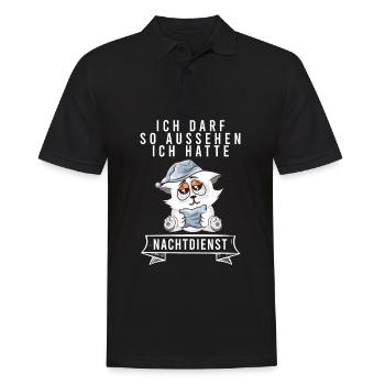 Ich Darf So Aussehen Ich Hatte Nachtdienst Katze - Männer Poloshirt - Schwarz - Vorne - Kai (181cm)