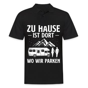 Zuhause ist dort wo wir Parken Camper Wohnmobil - Männer Poloshirt - Schwarz - Vorne - Kai (181cm)