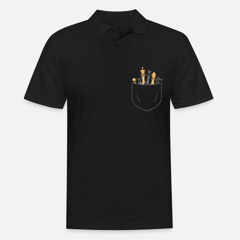 Chess Figures in Breast Pocket - Chess Player - Männer Poloshirt - Schwarz