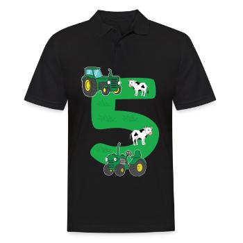 Geburtstagsshirt 5 Jahre Traktor 5. Geburtstag - Männer Poloshirt - Schwarz - Vorne - Kai (181cm)