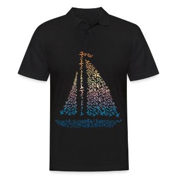 Voilier goélands voile rétro marins cadeau - Polo Homme - noir - Devant - Kai (181cm)