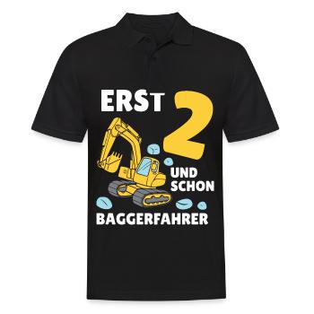 Bagger 2 Jahre Baustelle 2 Geburtstag - Männer Poloshirt - Schwarz - Vorne - Kai (181cm)