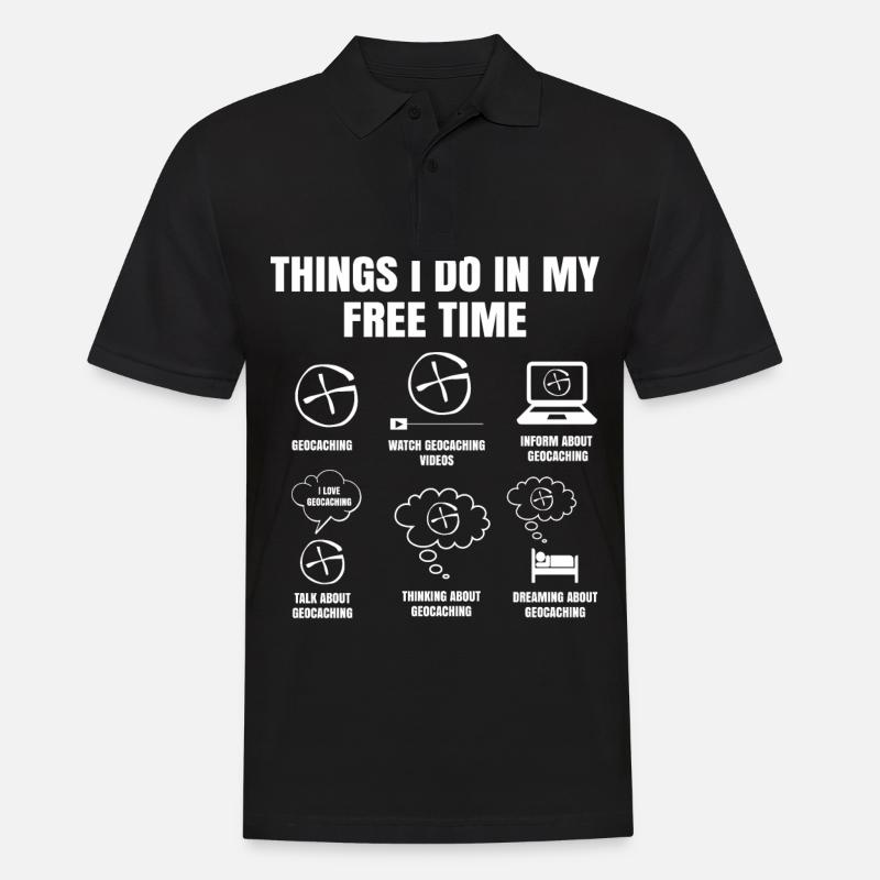 Things I Do In My Free Time Geocaching Navigation - Männer Poloshirt - Schwarz