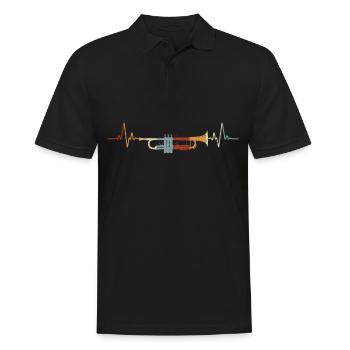 Vintage Trumpet Heartbeat Musical Instrument ECG - Polo Homme - noir - Devant - Kai (181cm)