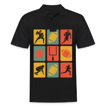 Retro American Football - Men's Polo Shirt - black - Front - Kai (181cm)
