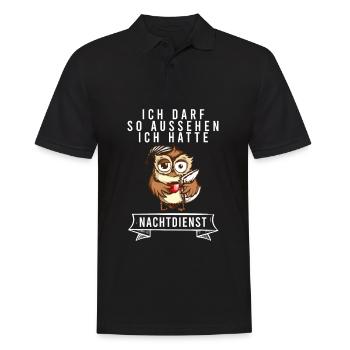 Ich Darf So Aussehen Ich Hatte Nachtdienst Eule - Männer Poloshirt - Schwarz - Vorne - Kai (181cm)