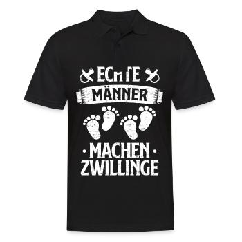 Echte Männer Machen Zwillinge Vater von Zwillingen - Männer Poloshirt - Schwarz - Vorne - Kai (181cm)