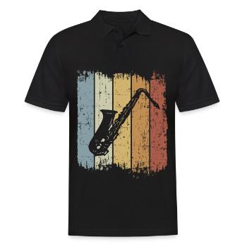Retro Saxophon - Männer Poloshirt - Schwarz - Vorne - Kai (181cm)