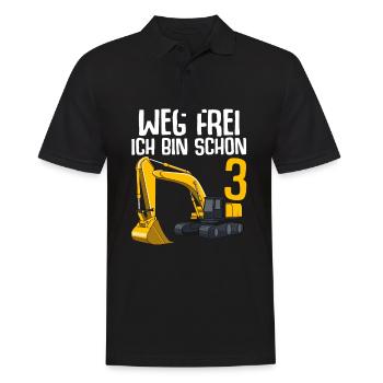 Bagger 3. Geburtstag Weg Frei Ich Bin Schon 3 - Männer Poloshirt - Schwarz - Vorne - Kai (181cm)
