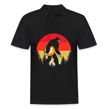 Bigfoot Bitcoin Crypto-monnaie Sasquatch Retro BTC - Polo Homme - noir - Devant - Kai (181cm)