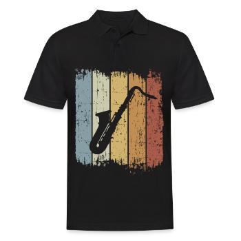 Retro Saxophon Vintage Musiker Saxophonist Musik - Männer Poloshirt - Schwarz - Vorne - Kai (181cm)