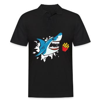 Shark eats fries shark lover frieze lover - Men's Polo Shirt - black - Front - Kai (181cm)