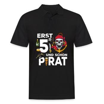 5 jähriger Pirat 5. Geburtstag Achtung Ich Bin 5 - Männer Poloshirt - Schwarz - Vorne - Kai (181cm)